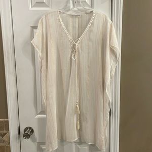 Fortune Swimwear Leanora Trimmed Swim Cover Up Metallic Gold - OS One Size